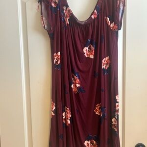 Maurices Burgundy Floral Maxi Dress